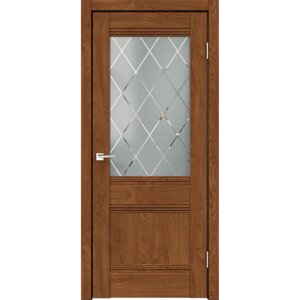Дверь межкомнатная Тоскана остекленная финиш-бумага ламинация цвет дуб тернер коричневый 80x200 см (с замком и петлями)