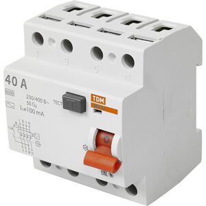 УЗО TDM Electric ВД1-63 4Р 40 А 100 мА 4.5 кА AC SQ0203-0036