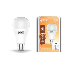 Лампа Gauss Smart Home A60 10W 1055lm 2700-6500К E27 изм. цвет. темп.+диммирование LED 1080112