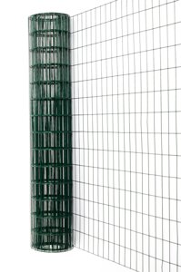 Сетка сварная оцинкованная, размер ячейки 60x100 мм, 1.5x15 м, ПВХ, цвет зелёный