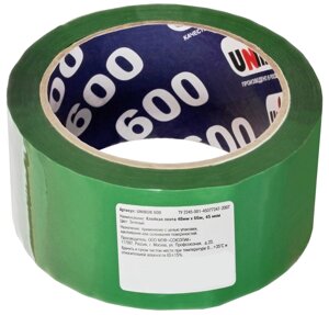 Лента клейкая упаковочная Unibob 48 мм x 66 м, цвет зелёный