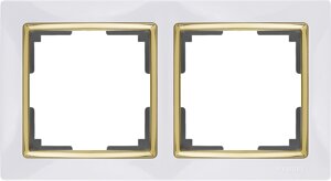 Рамка для розеток и выключателей Werkel Snabb 2 поста, цвет белый/золото