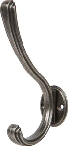 Крючок мебельный KR 0270 BAZ двойной, сталь, цвет старинный чёрный цинк
