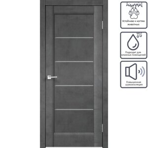 Дверь межкомнатная Сохо остеклённая ПВХ ламинация цвет лофт тёмный 70x200 см (с замком и петлями)