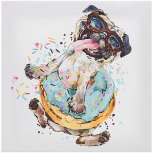 Картина на холсте «Собачка в очках» 30x30 см