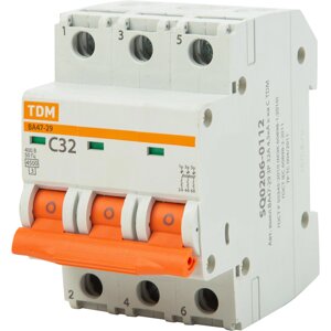 Автоматический выключатель TDM Electric ВА47-29 3P C32 А 4.5 кА SQ0206-0112