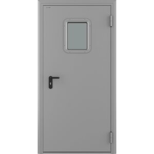 Дверь противопожарная остекленная EI60 880Х2050 правая цвет светло-серый RAL7035