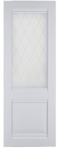 Полотно ЛЕСКОМ дверное Экшпон Венеция ясень белый витражное стекло 90