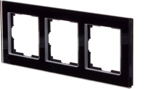 Рамка для розеток и выключателей Werkel Favorit 3 поста, стекло, цвет чёрный