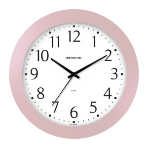 Часы настенные Troykatime Эконом круглые пластик цвет розовый бесшумные o30.5 см