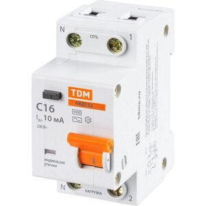 Дифференциальный автомат TDM Electric 32 2P 1Р N C16 А 10 мА 4.5 кА АС
