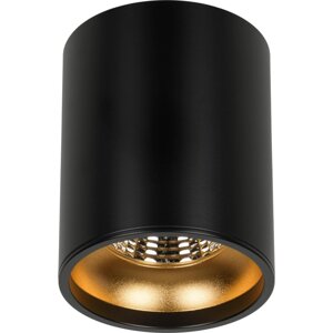 Светильник накладной светодиодный Gauss 12 Вт 3000 K 100 мм цвет чёрный/золотой