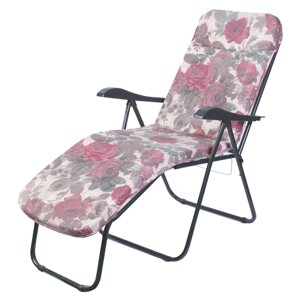 Кресло-шезлонг Турин 108x65x111 см металл розовый/ зеленый с принтом
