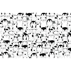 Салфетка сервировочная «Пингвины» 26x41 см белая/черная/серая