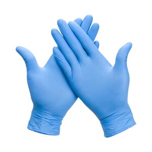 Перчатки нитриловые Libry текстурированные на пальцах голубые размер L