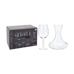 Набор бокалов для вина 580 мл 4 шт с декантером хрусталь VER000572 К