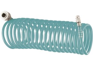 Полиуретановый спиральный шланг профессиональный BASF, 15 м, с быстросъемными соединением // Stels