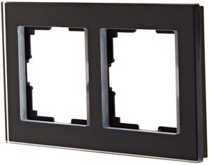 Рамка для розеток и выключателей Werkel Favorit 2 поста, стекло, цвет чёрный