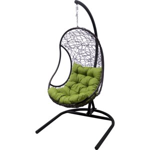 Кресло подвесное с опорой Bliss 102x200x126 см, искусственный ротанг, тёмно-коричневый/оливковый