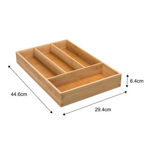 Лоток для столовых приборов 4 отсека Delinia 44.6x29.4x6.4 см бамбук цвет бежевый