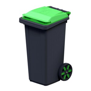 Контейнер для мусора 60 л, пластик, цвет зелёный/чёрный