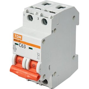 Автоматический выключатель TDM Electric ВА47-29 2P C63 А 4.5 кА SQ0206-0099