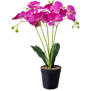Искусственное растение Орхидея в горшке o14 ПВХ цвет красный