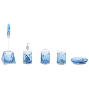 Ёршик для унитаза напольный Аквалиния «Морская рыбка», пластик, цвет голубой