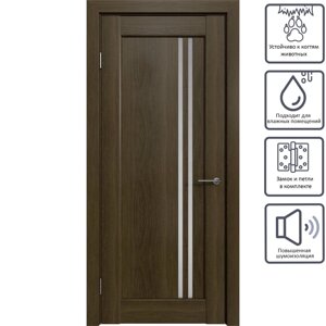 Дверь межкомнатная Дельта вертикальная остеклённая ПВХ ламинация цвет ольха коричневая 80x200 см (с замком и петлями)