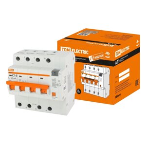 Дифференциальный автомат TDM Electric АД14 4P C16 А 30 мА 4.5 кА С SQ0204-0130