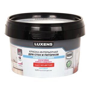Краска для стен и потолков в кухне и ванной Luxens А 0,25 л прозрачная