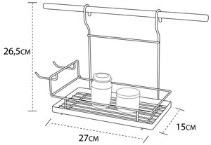 Полка с боковыми крючками Delinia 27x15x26.5 см, хром