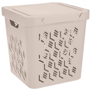Ящик с крышкой Deluxe 28,6х28,6х28,6 см, пластик, цвет бежевый