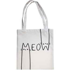 Сумка шоппер Meow 40х45 см черно-белая