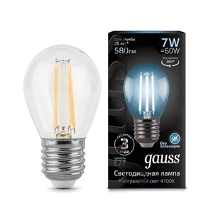 Лампа Gauss LED Filament Шар 7W E27 580lm 4100K 105802207