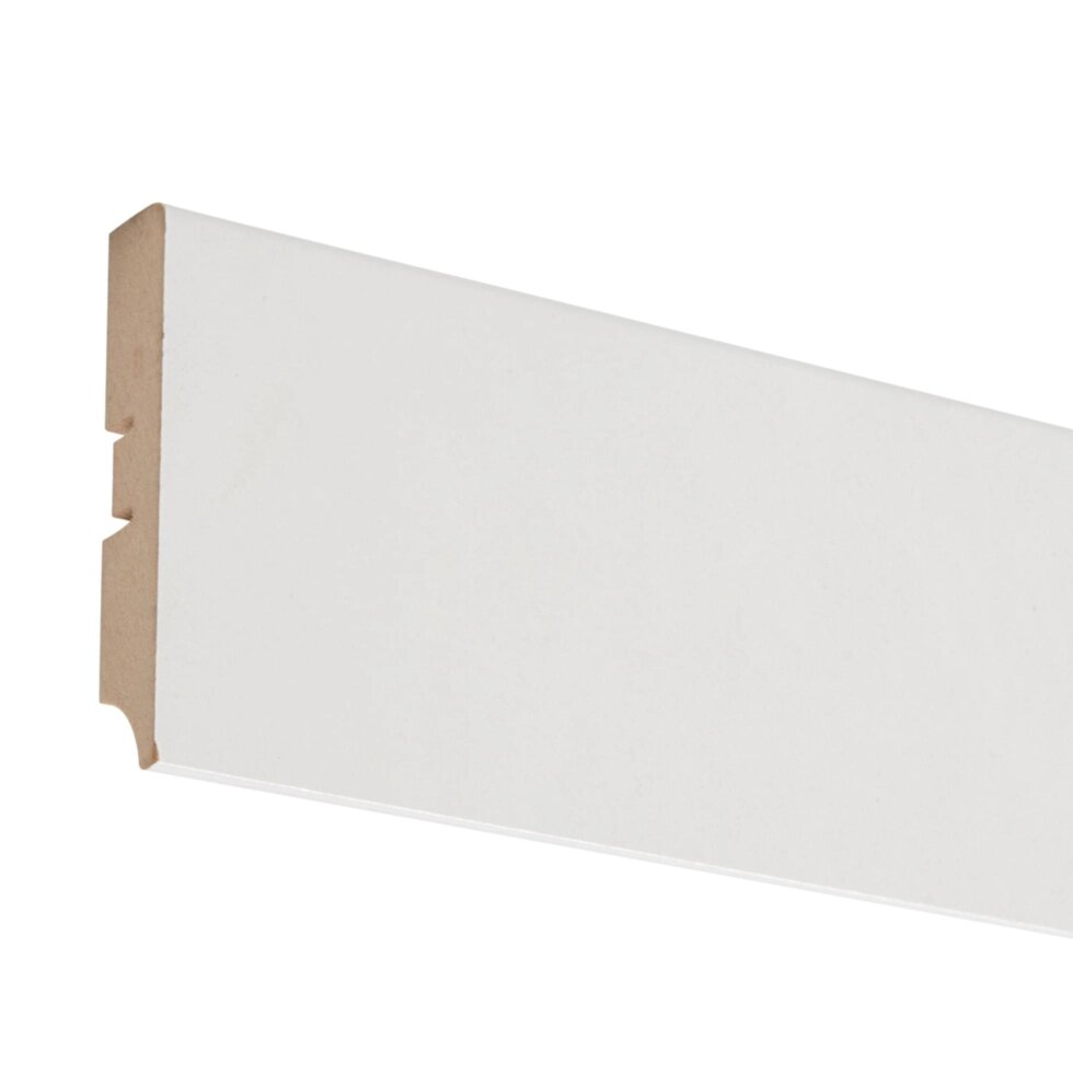 Плинтус напольный МДФ под покраску 8 см 2.4 м цвет белый от компании ИП Фомичев - фото 1