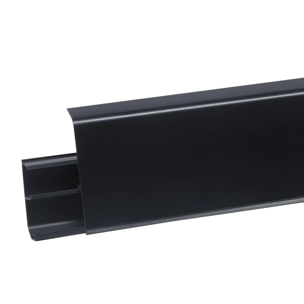 Плинтус напольный ПВХ 80 мм x 2.2 м цвет матовый черный от компании ИП Фомичев - фото 1