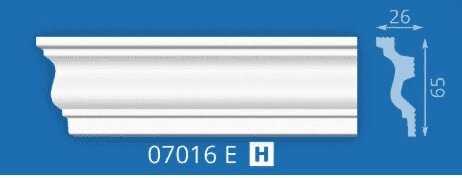 Плинтус потолочный 07016 Е 2000*26*65 от компании ИП Фомичев - фото 1