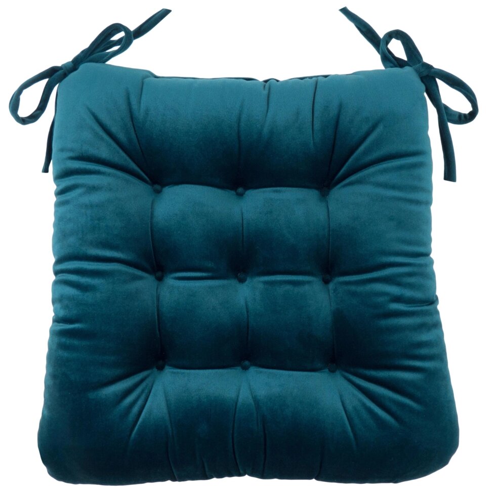Подушка для стула Бархат 40x36x6 см цвет морская глубина от компании ИП Фомичев - фото 1