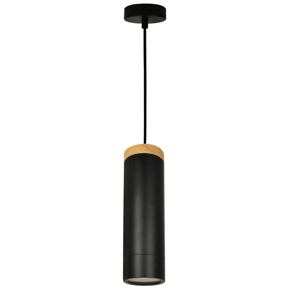 Подвесной светильник Inspire Minaki 1хGU10x42 Вт металл/дерево, цвет черный матовый от компании ИП Фомичев - фото 1