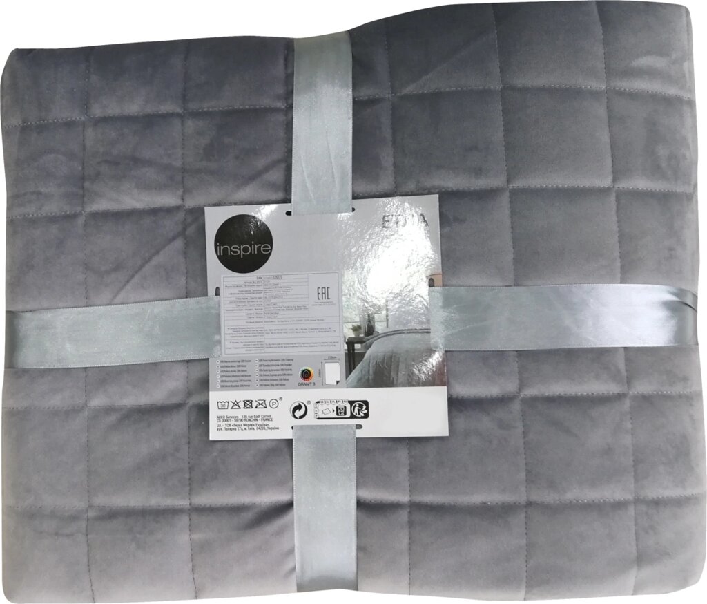 Покрывало Velvet Etna, 220x240 см, полиэстер, цвет серый от компании ИП Фомичев - фото 1