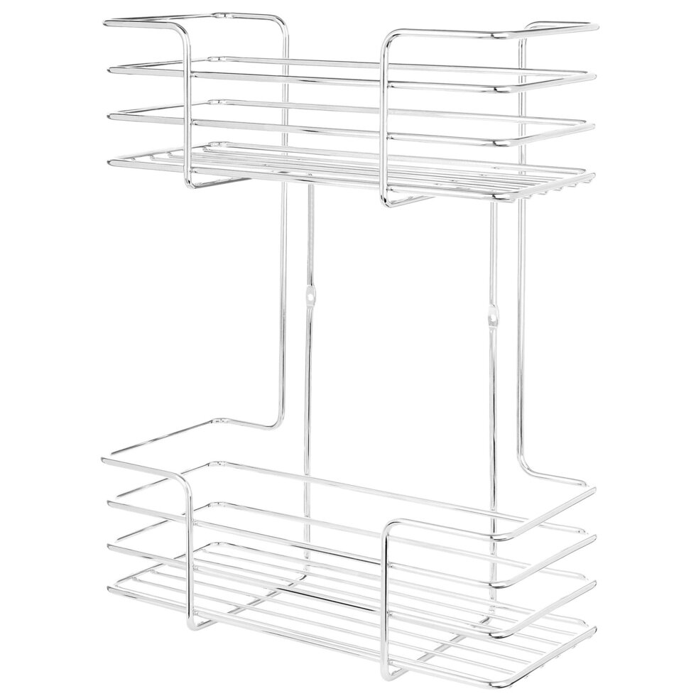 Полка двухъярусная прямая 13.5х30х39 см цвет хром от компании ИП Фомичев - фото 1