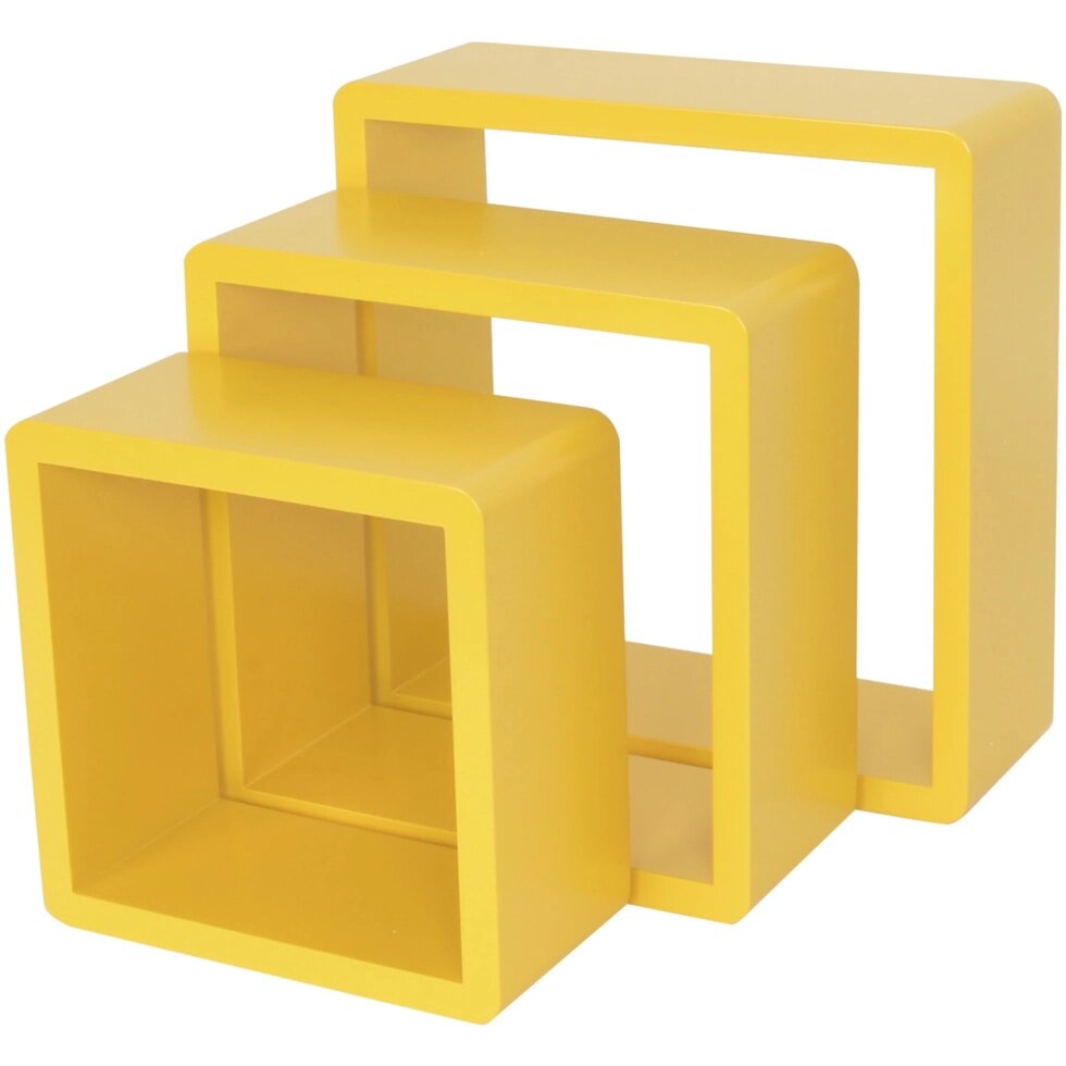 Полка кубическая, 20х10 см/24х10 см/28х10 см, цвет жёлтый, 3 шт. от компании ИП Фомичев - фото 1