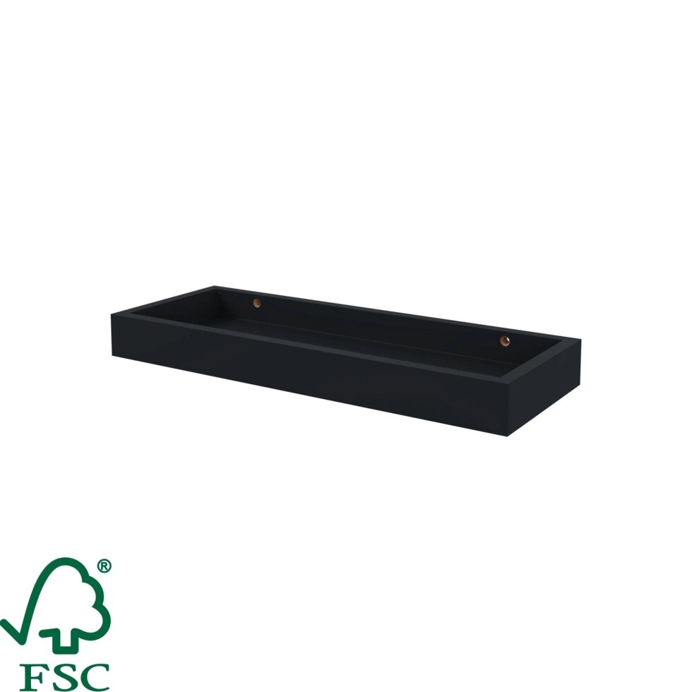 Полка мебельная Spaceo Paris, 400x150x12 мм, МДФ, цвет черный от компании ИП Фомичев - фото 1