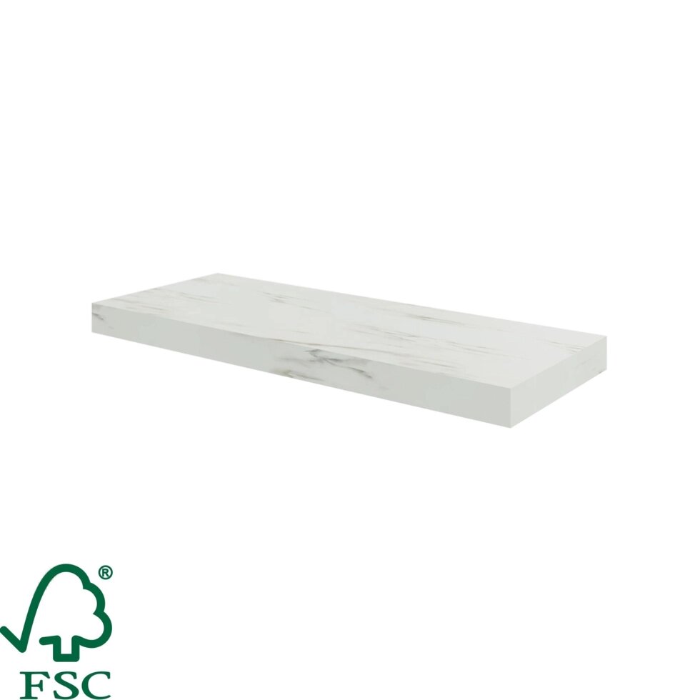 Полка мебельная Spaceo White Marble, 600x235x38 мм, МДФ, цвет белый мрамор от компании ИП Фомичев - фото 1