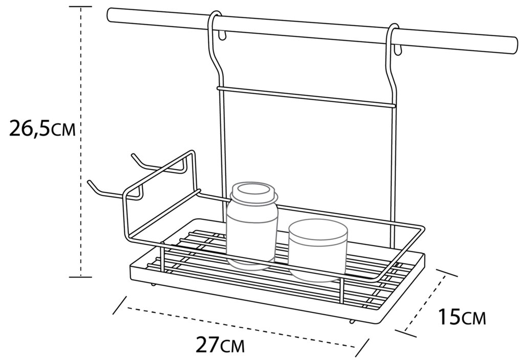 Полка с боковыми крючками Delinia 27x15x26.5 см, хром от компании ИП Фомичев - фото 1