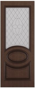 Полотно ЛЕСКОМ дверное Экшпон Неаполь ясень коричневый/черная патина витражное стекло 60