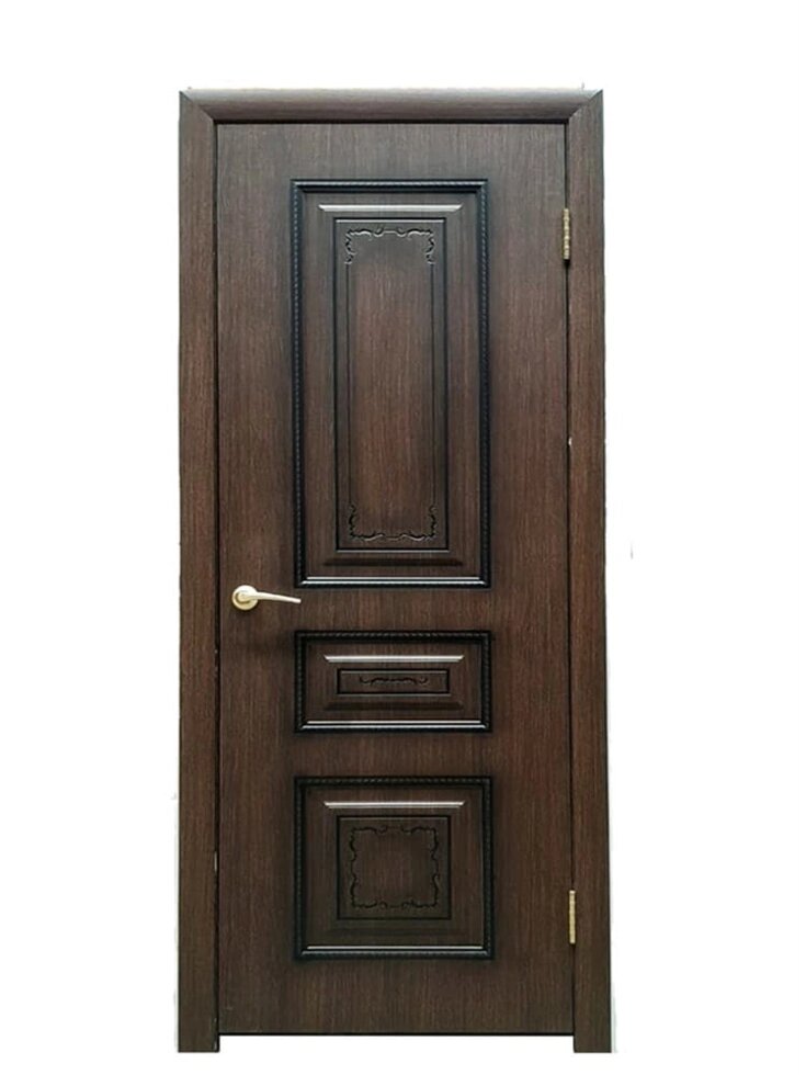 Полотно ЛЕСКОМ дверное Экшпон Соната ясень коричневый/черная патина глухое 60 от компании ИП Фомичев - фото 1