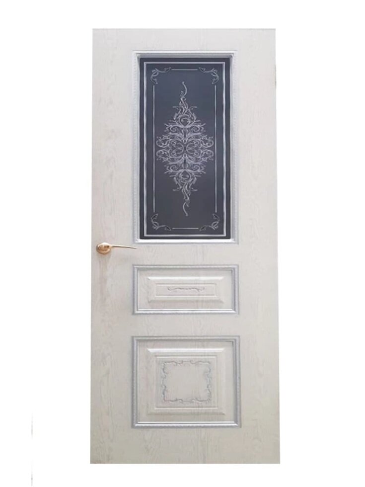 Полотно ЛЕСКОМ дверное Экшпон Соната ясень серый/серебро стекло с художественной печатью 70 от компании ИП Фомичев - фото 1