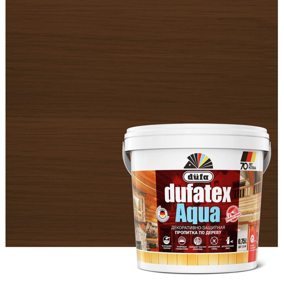 Пропитка для дерева водная цвета палисандр Dufatex aqua 0.75 л от компании ИП Фомичев - фото 1